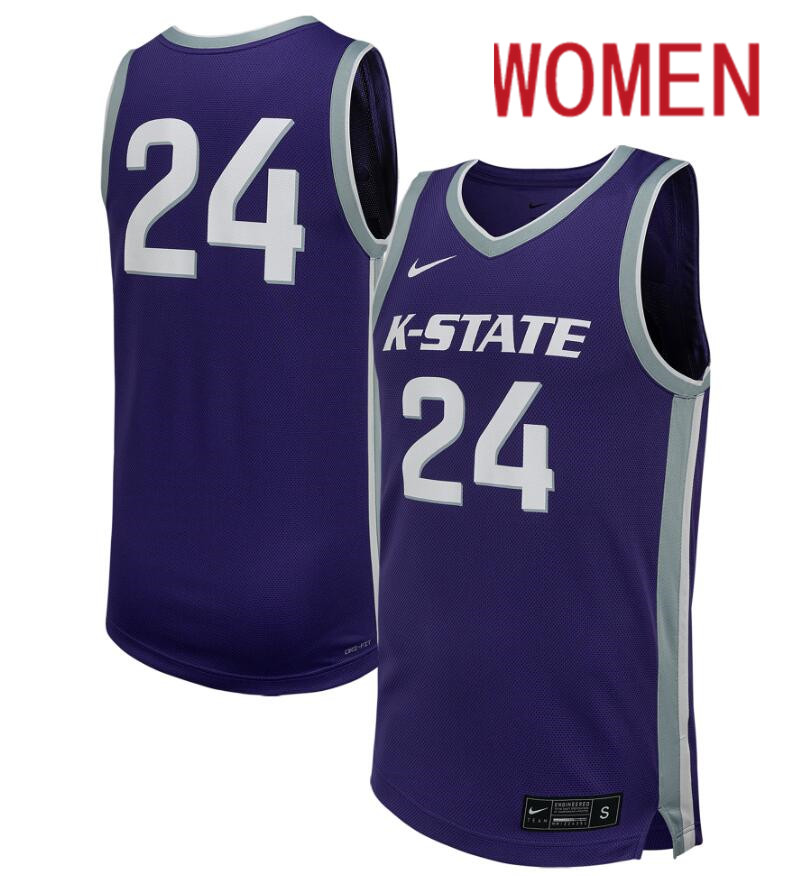 Women  Nike #24 Purple Kansas State Wildcats blue Basketball Jersey